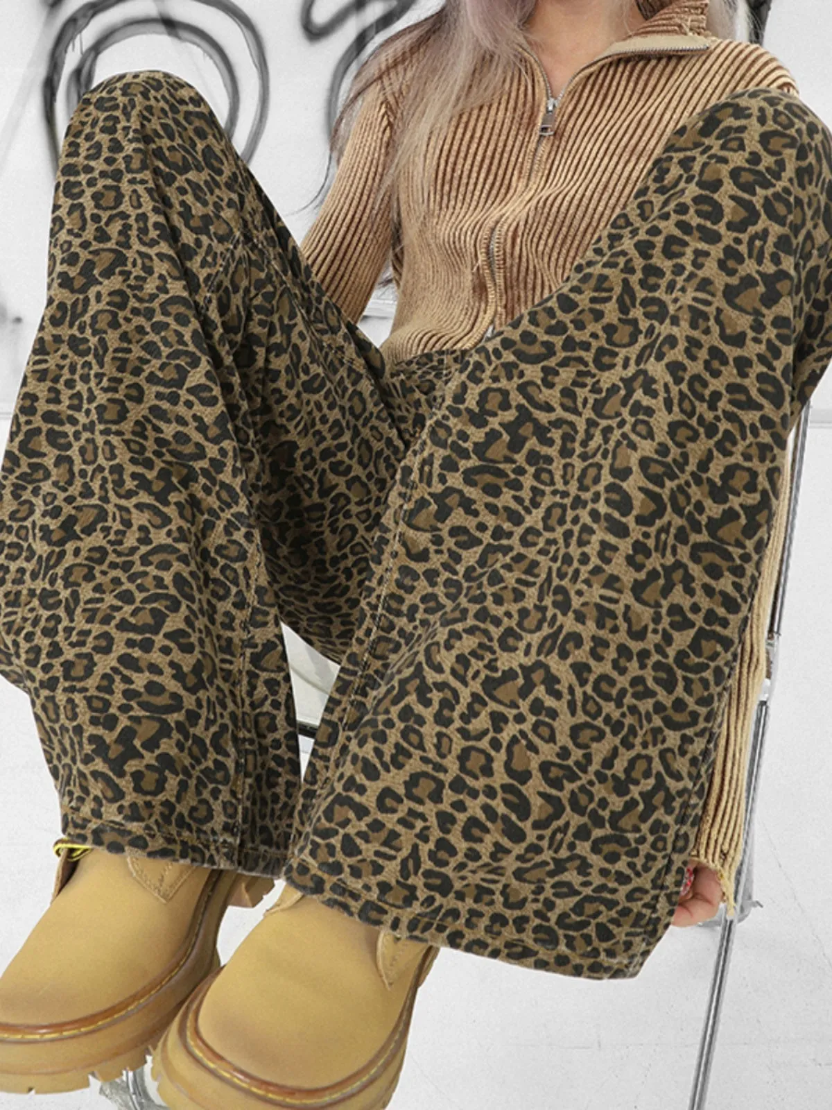 【24s Apr.】Leopard Print American Casual Pants