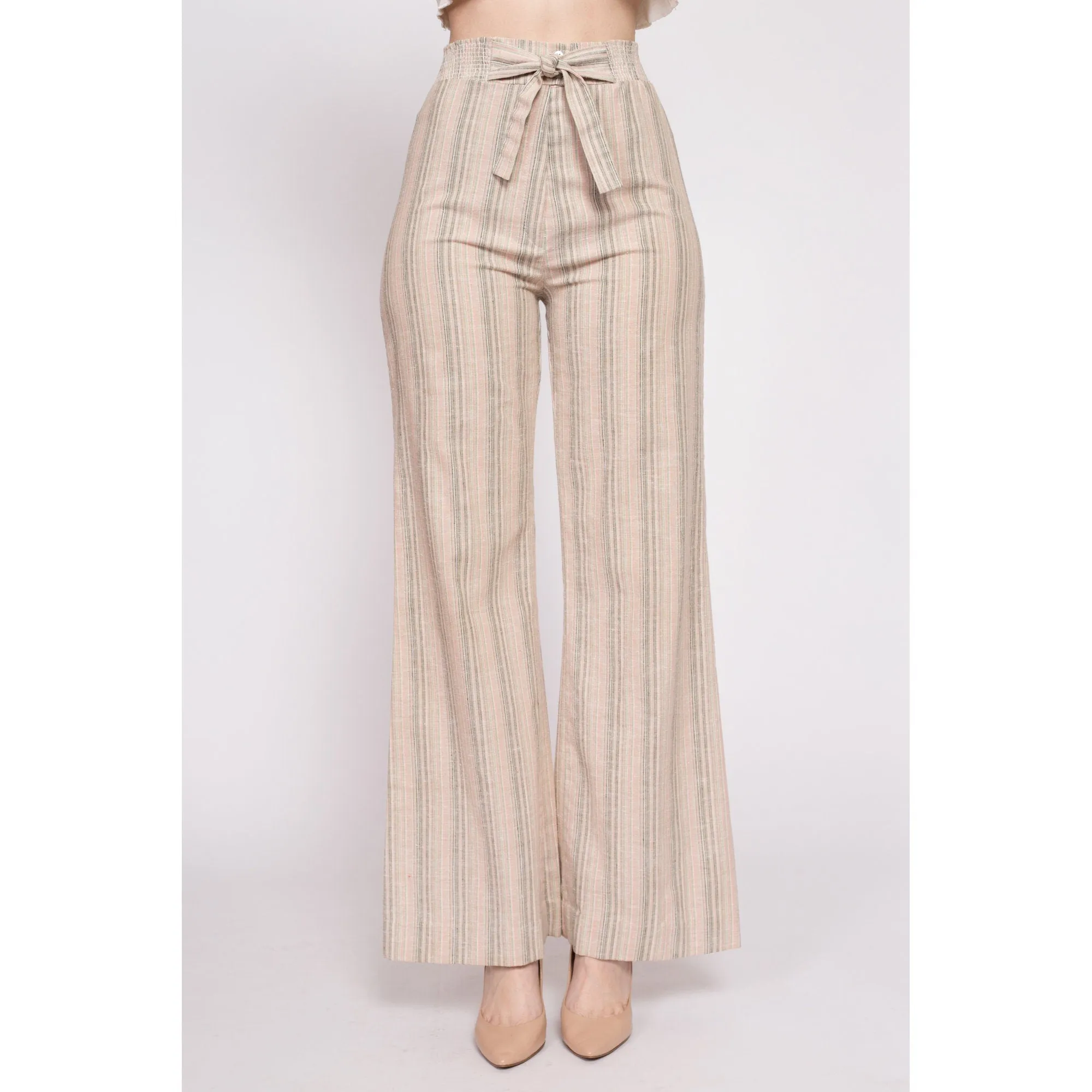 70s Striped High Waisted Flared Pants - XS to Small