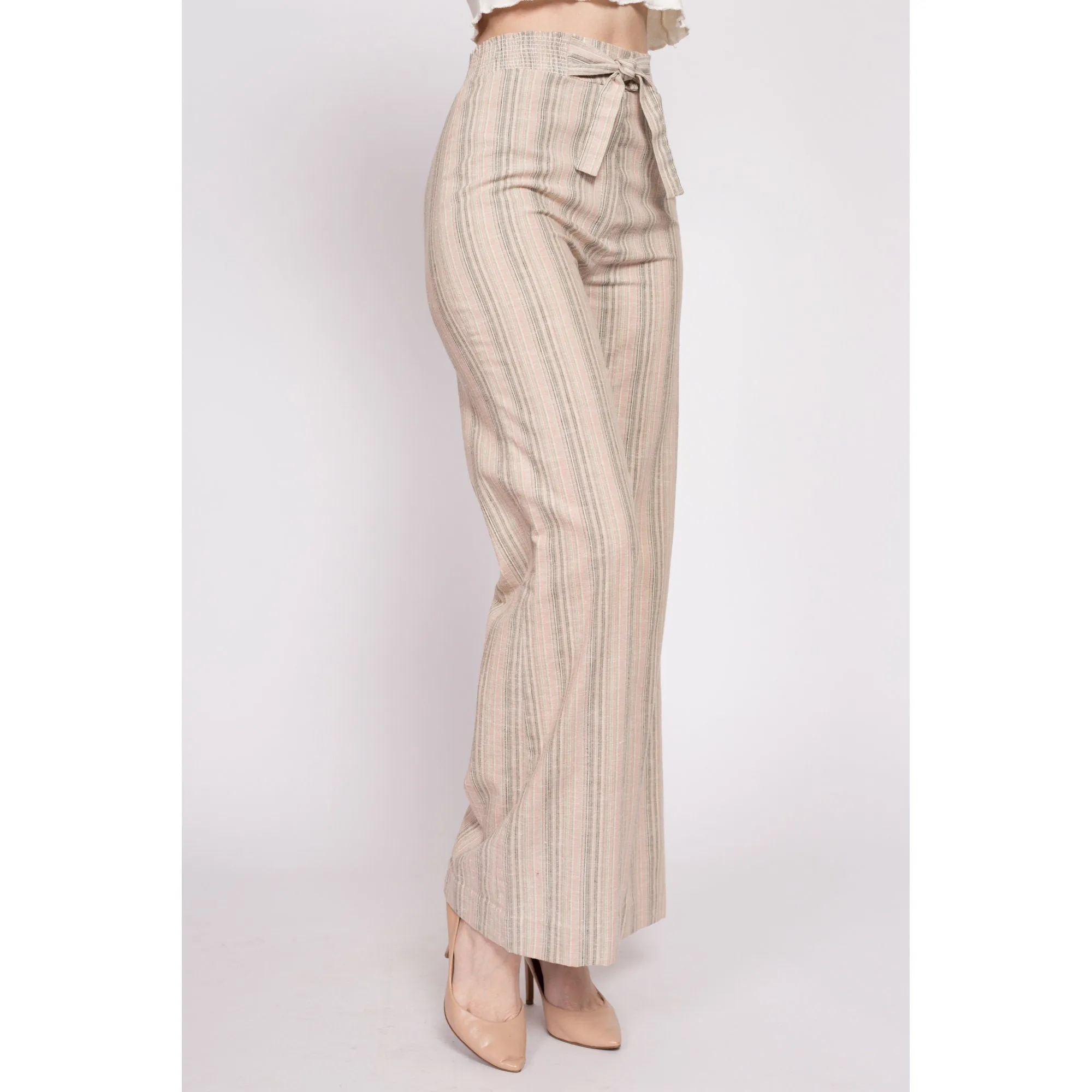 70s Striped High Waisted Flared Pants - XS to Small