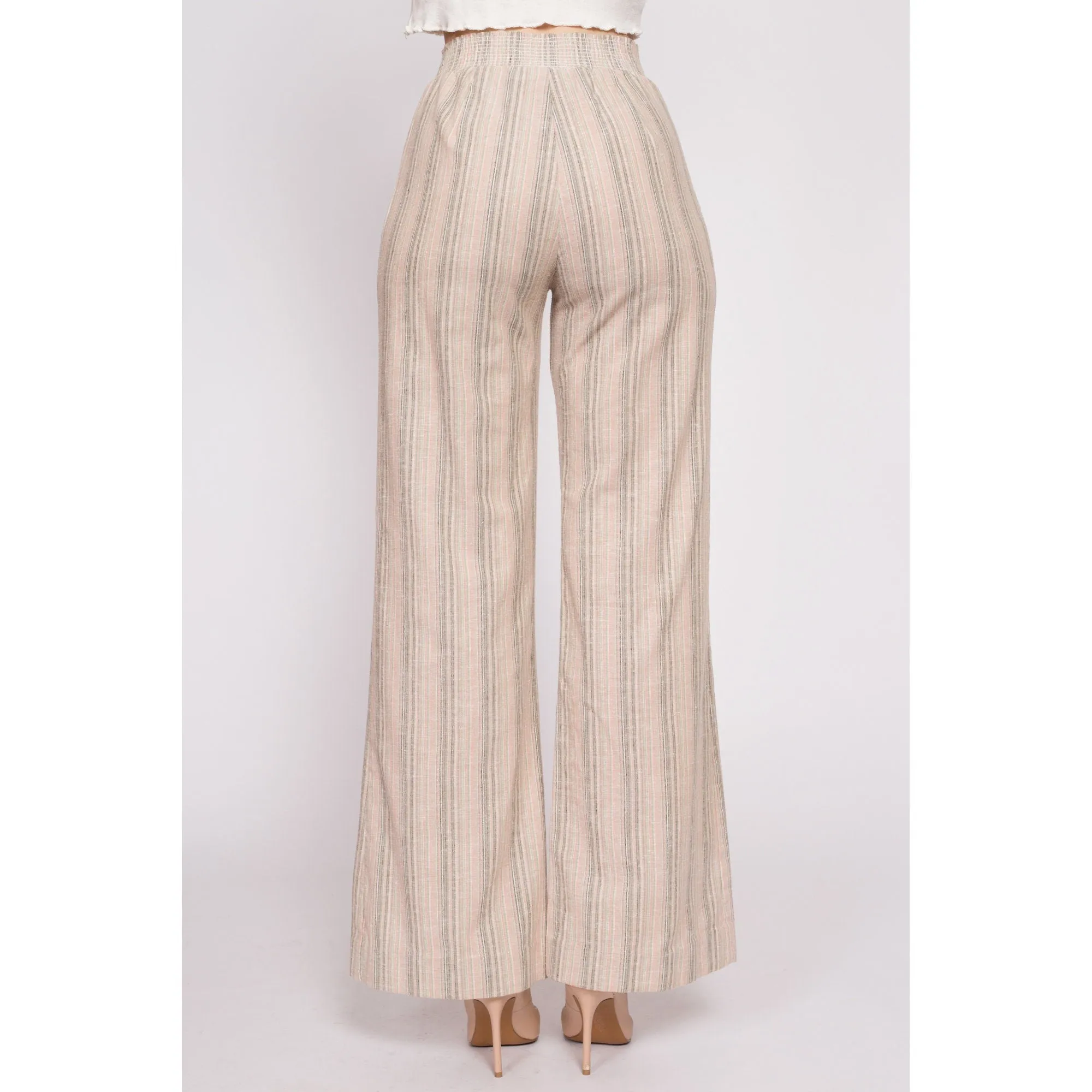 70s Striped High Waisted Flared Pants - XS to Small