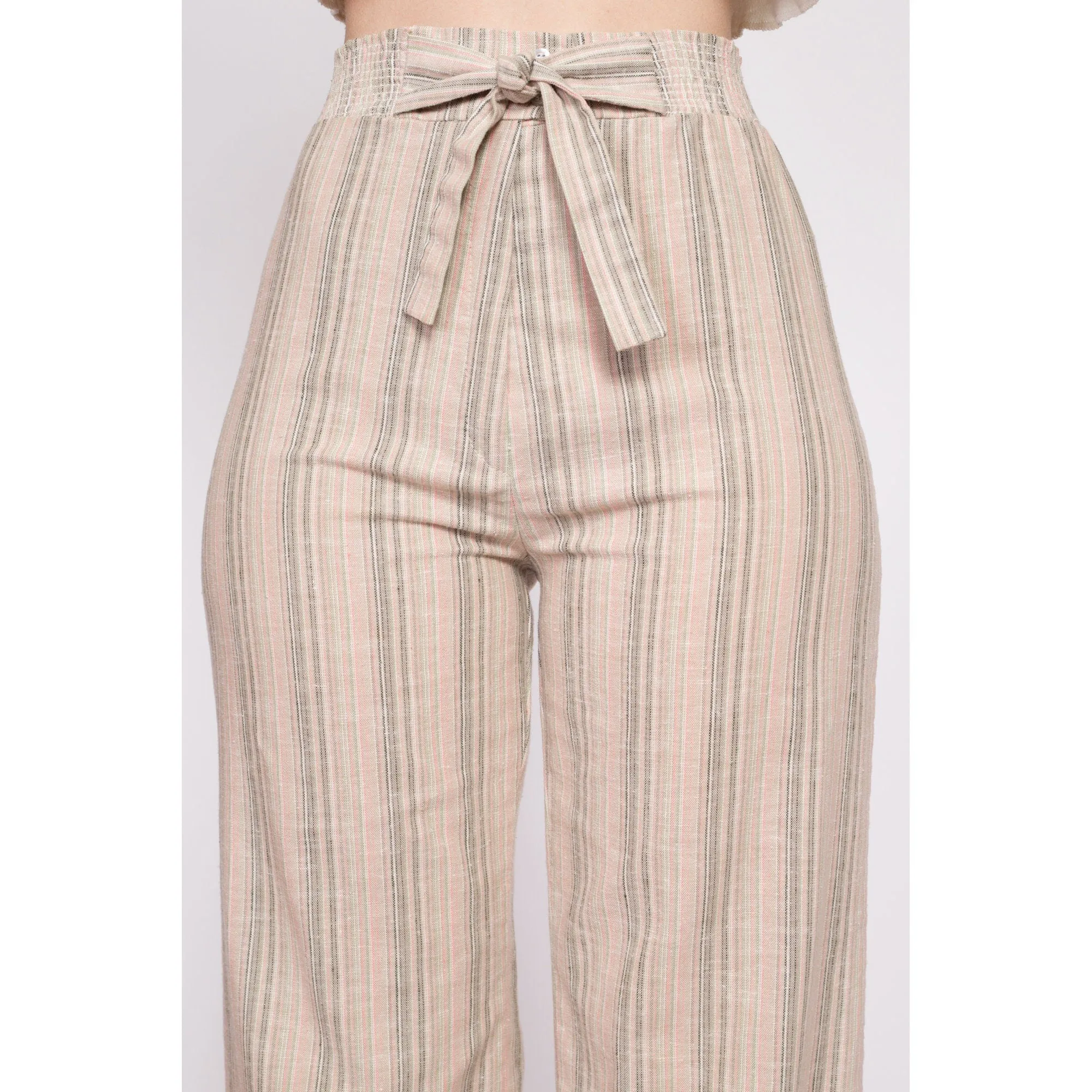 70s Striped High Waisted Flared Pants - XS to Small