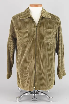 90s Wide Wale Brown Corduroy Zip Up Shirt, Men's Medium