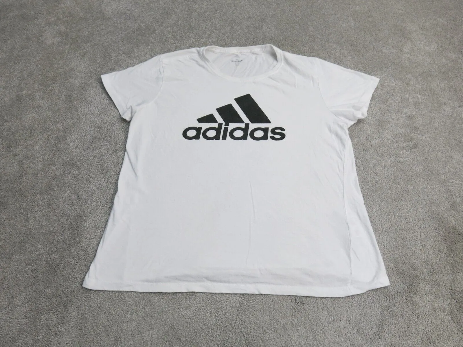 Adidas Womens Casual T Shirt Top Pullover Cap Sleeve Round Neck White Size XL