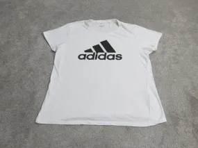 Adidas Womens Casual T Shirt Top Pullover Cap Sleeve Round Neck White Size XL