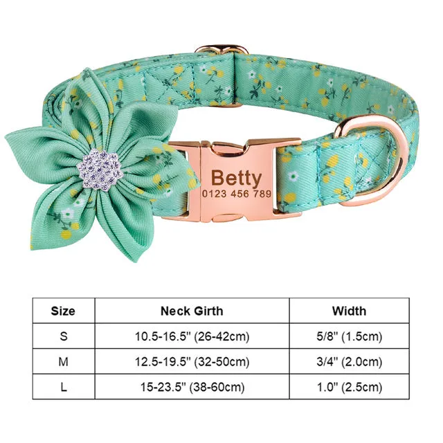 Adjustable Nylon Flower Engraved Dog Collar