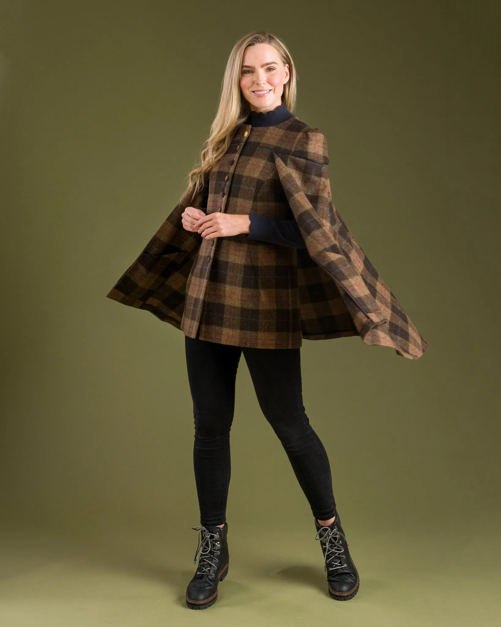 Aisling II Tailored Cape - Auburn Check