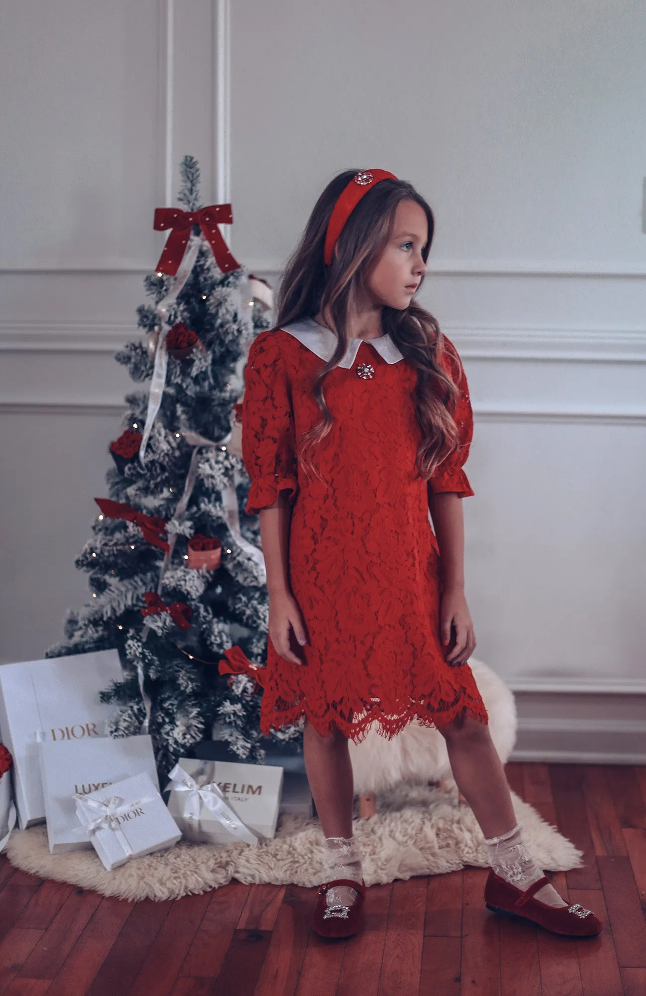 Amy Lace Dress Red