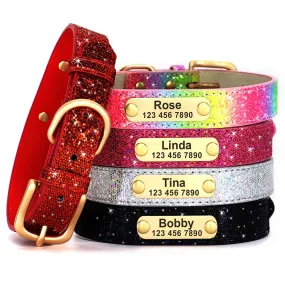 Anti-lost Dog ID Collar Bling Sequins