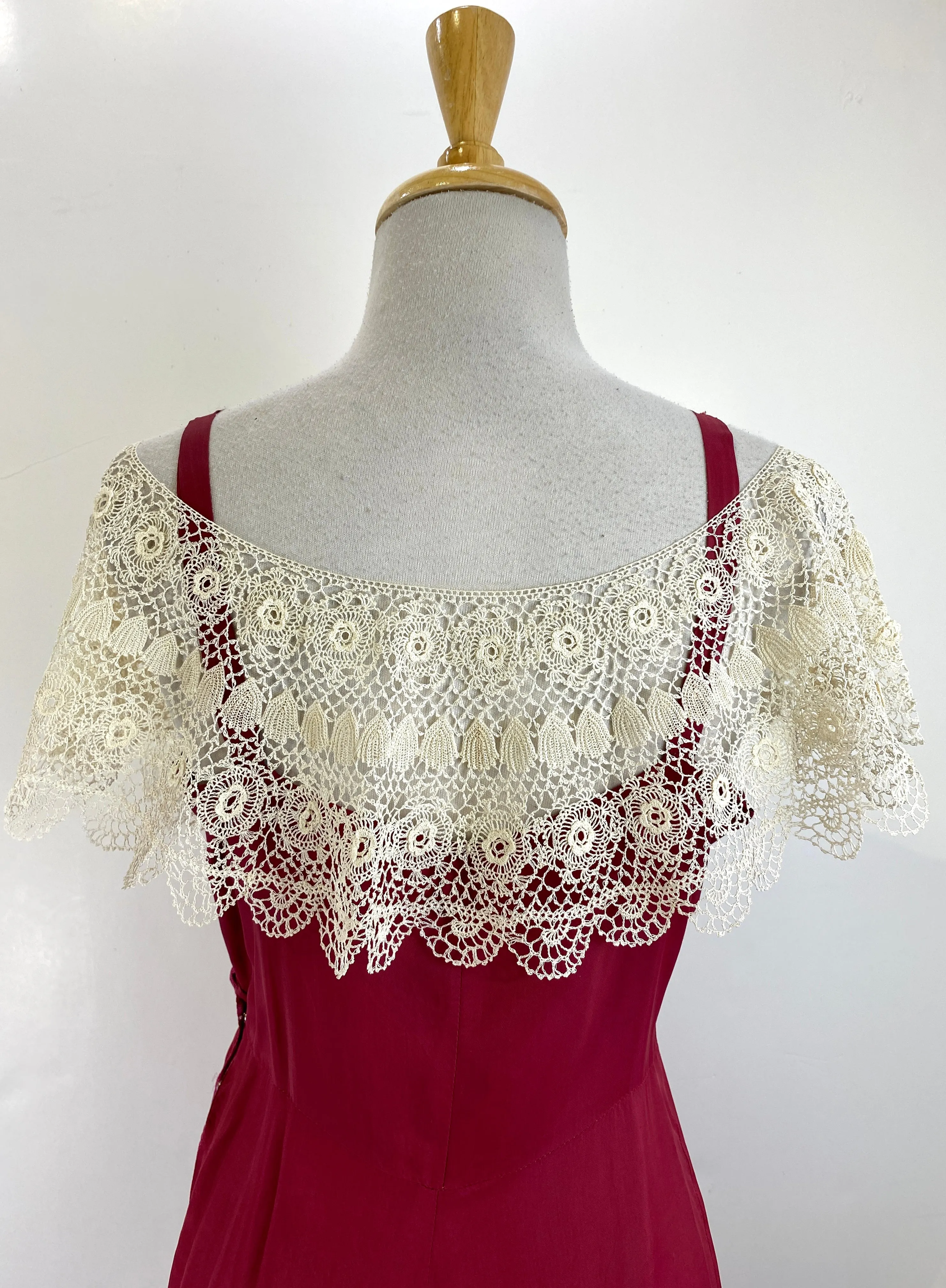 Antique Edwardian Cream Irish Crochet Lace Bertha Collar