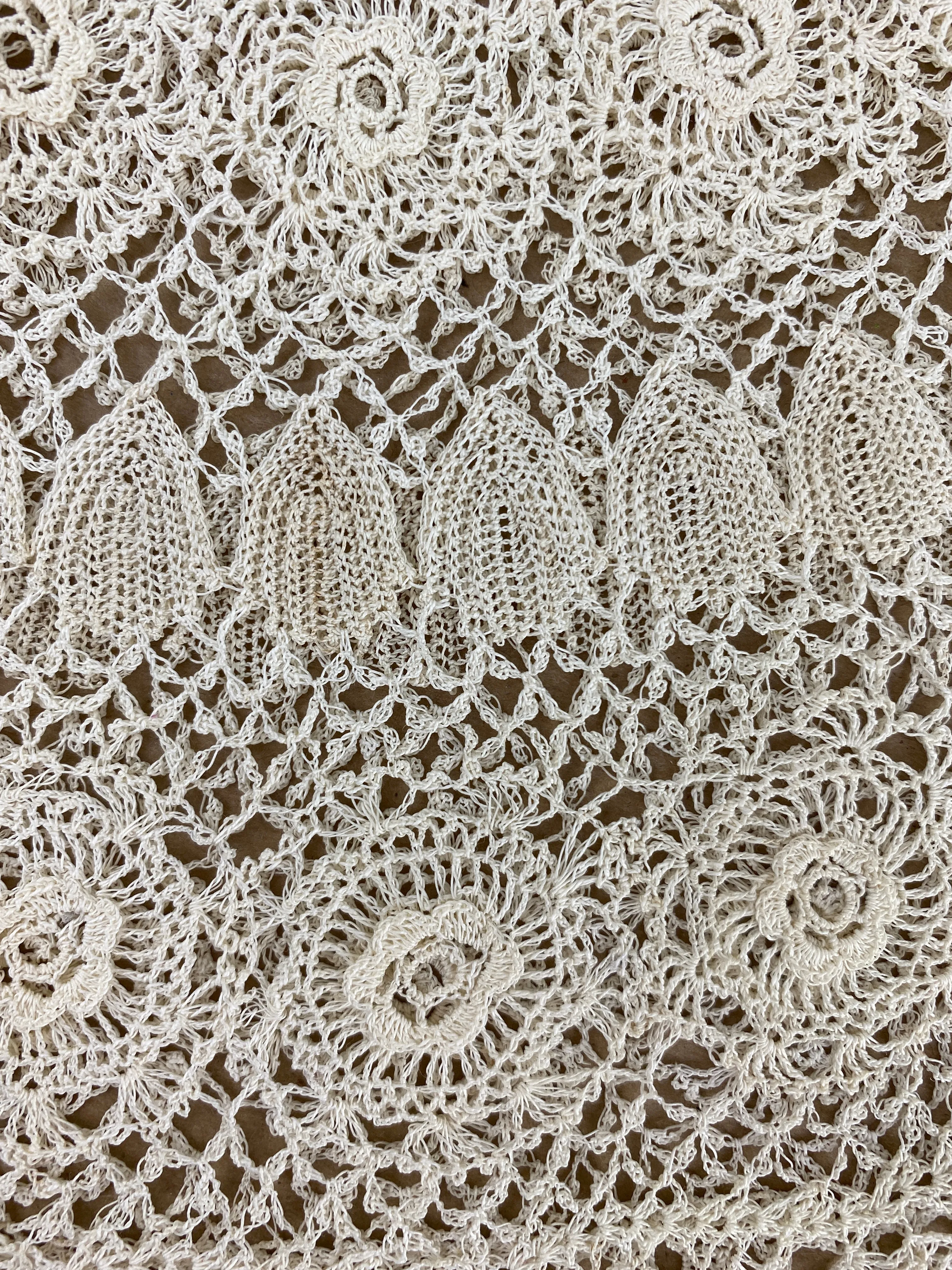 Antique Edwardian Cream Irish Crochet Lace Bertha Collar