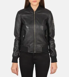 Ava Johns Women's Leather Bomber Jacket