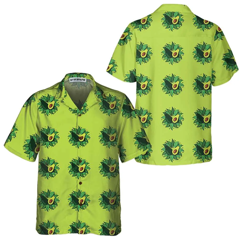 Avocado On Light Green Hawaiian Shirt, Funny Avocado Shirt, Short Sleeve Avocado Print Shirt