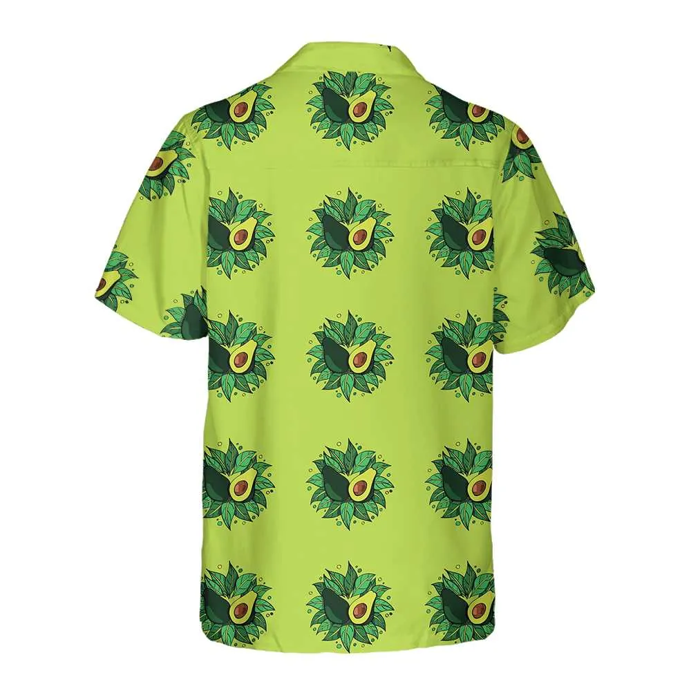 Avocado On Light Green Hawaiian Shirt, Funny Avocado Shirt, Short Sleeve Avocado Print Shirt