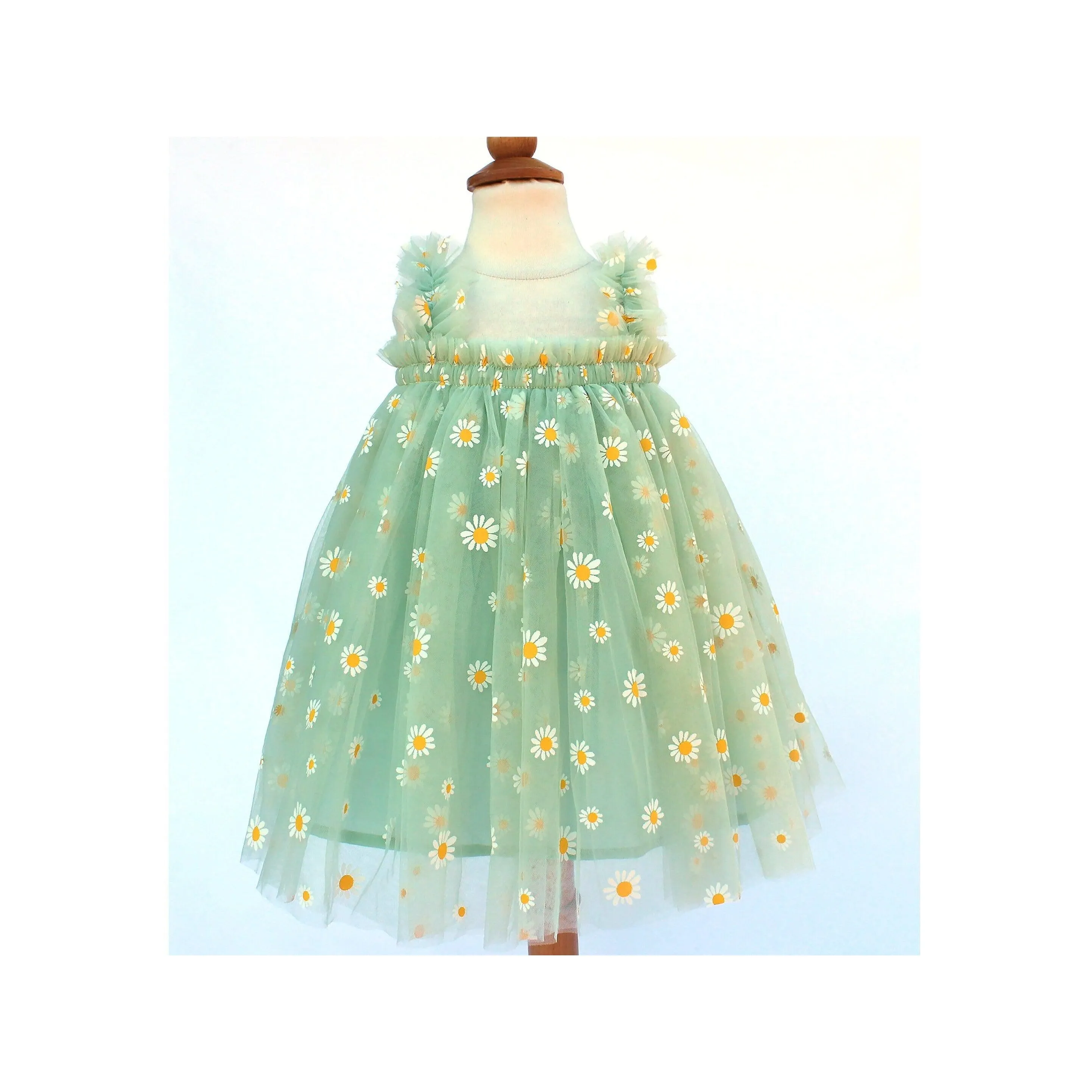 Baby Tulle Dress, Light Green Tulle Dress, Daisy Tutu Dress, Princess Outfit, Tulle Flower Girl Dress, First Birthday Dress