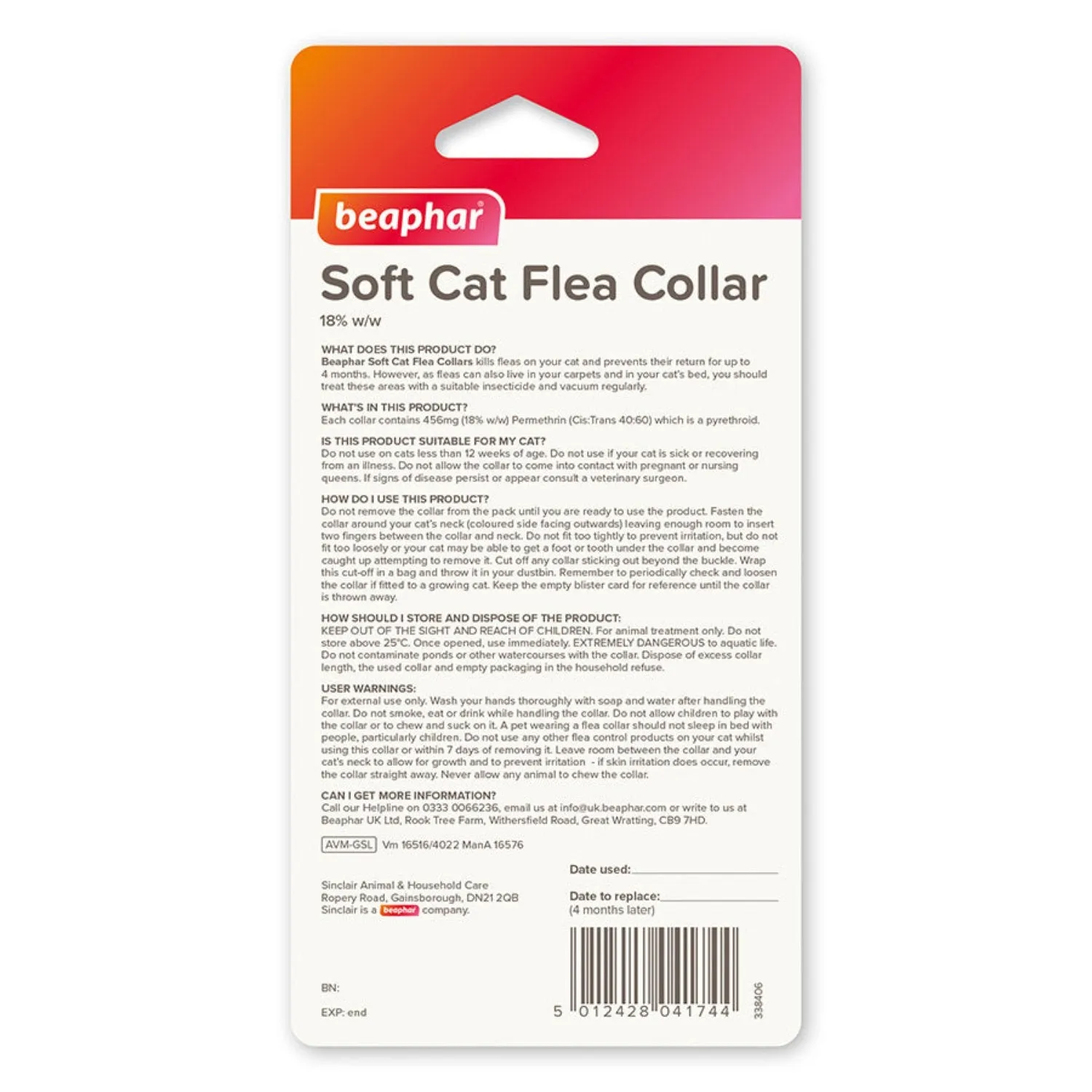 Beaphar Soft, Velvet Flea Collar for Cats with Bell