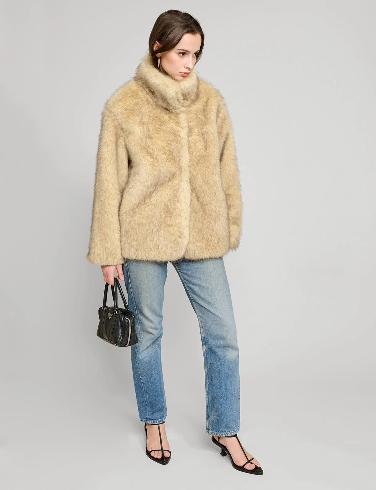 Beige Faux Fur Jacket