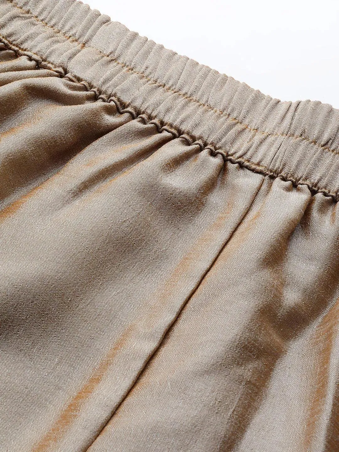 Beige Solid Silk Palazzos