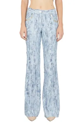 Benjamin Benmoyal - Flare Trousers: Woven Blue