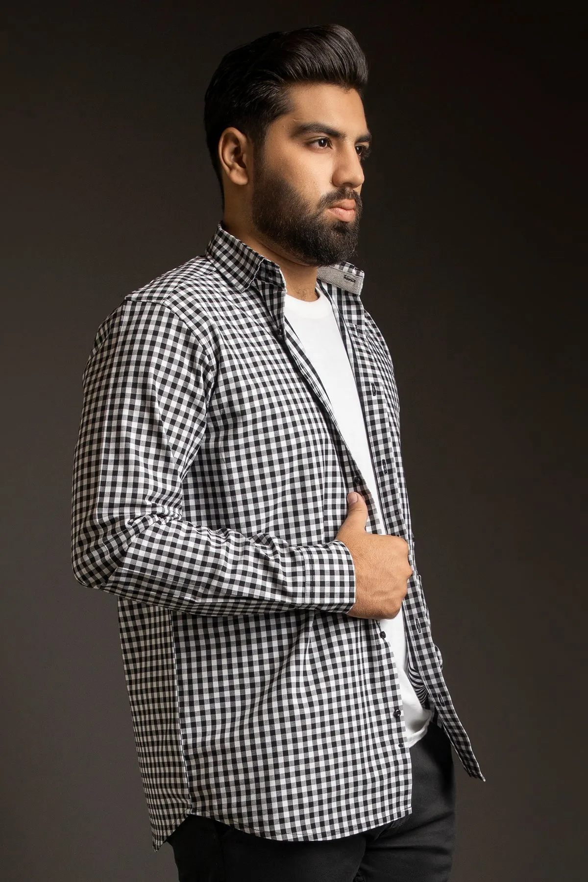 Black and White Checkered Shirt (Plus Size) - W23 - MS0077P