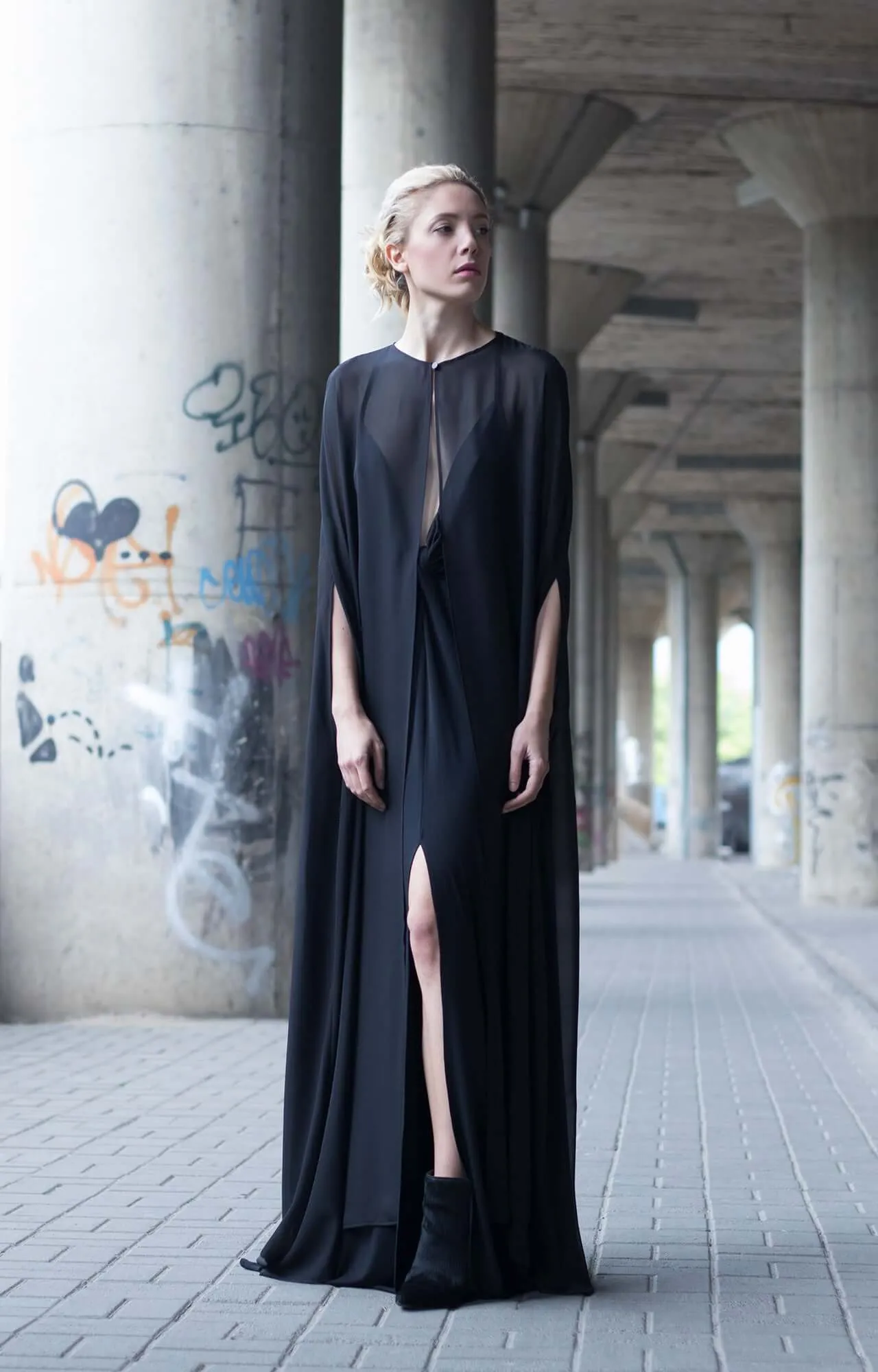 Black cape dress