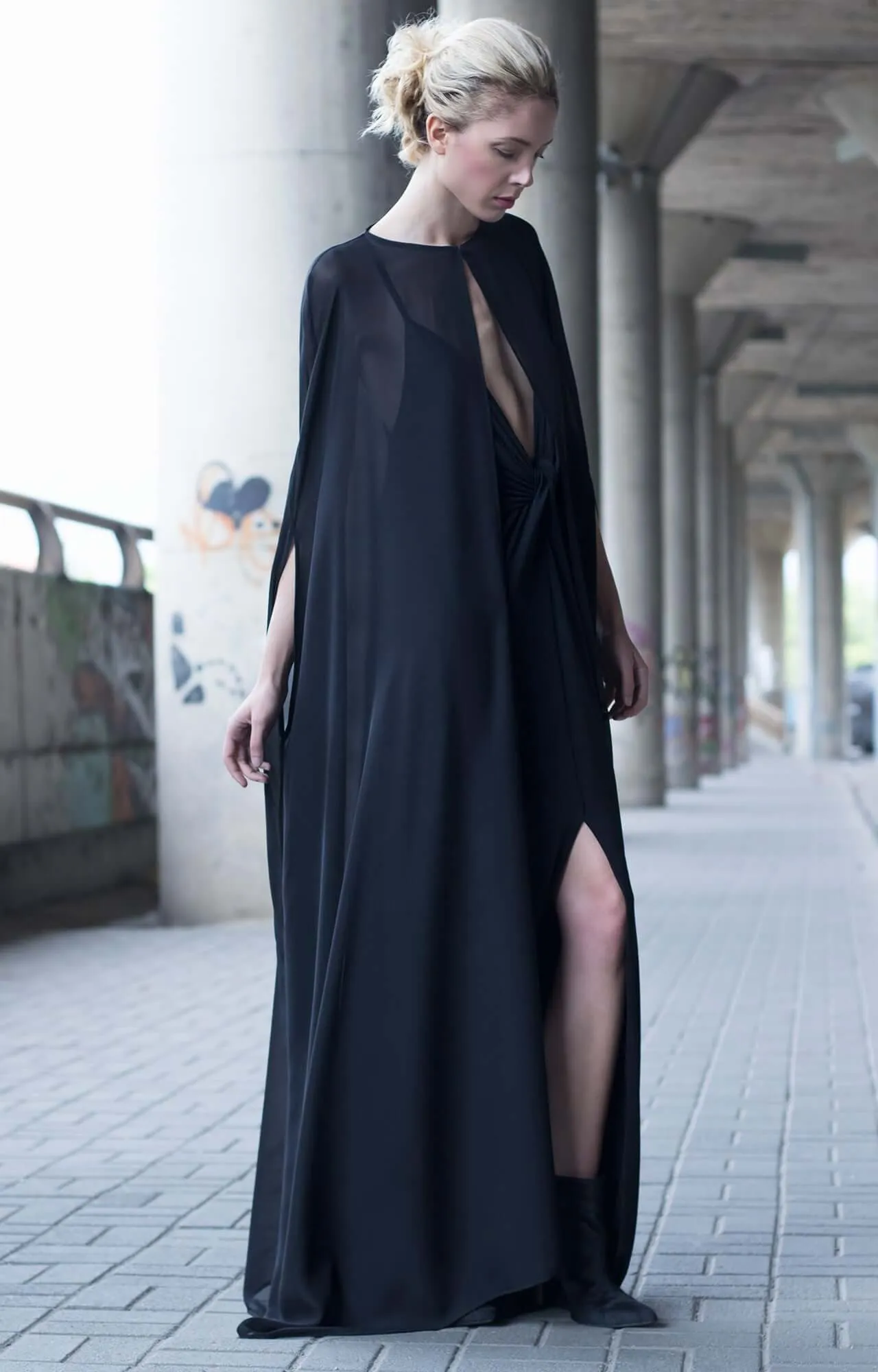 Black cape dress