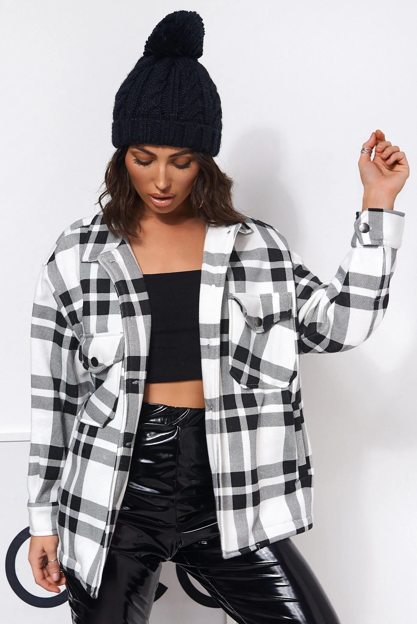 Black Checked Shirt Style Shacket