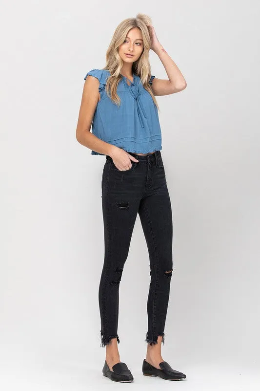 Black Distressed Crop Skinny Jeans