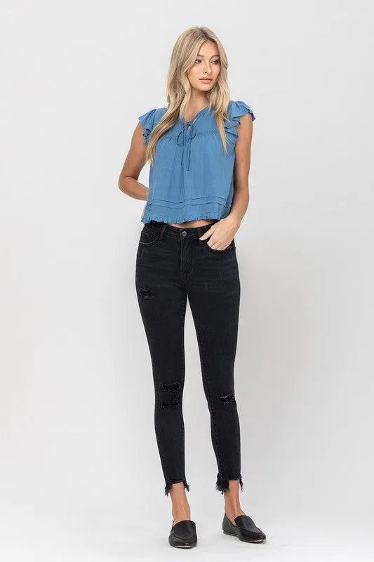 Black Distressed Crop Skinny Jeans