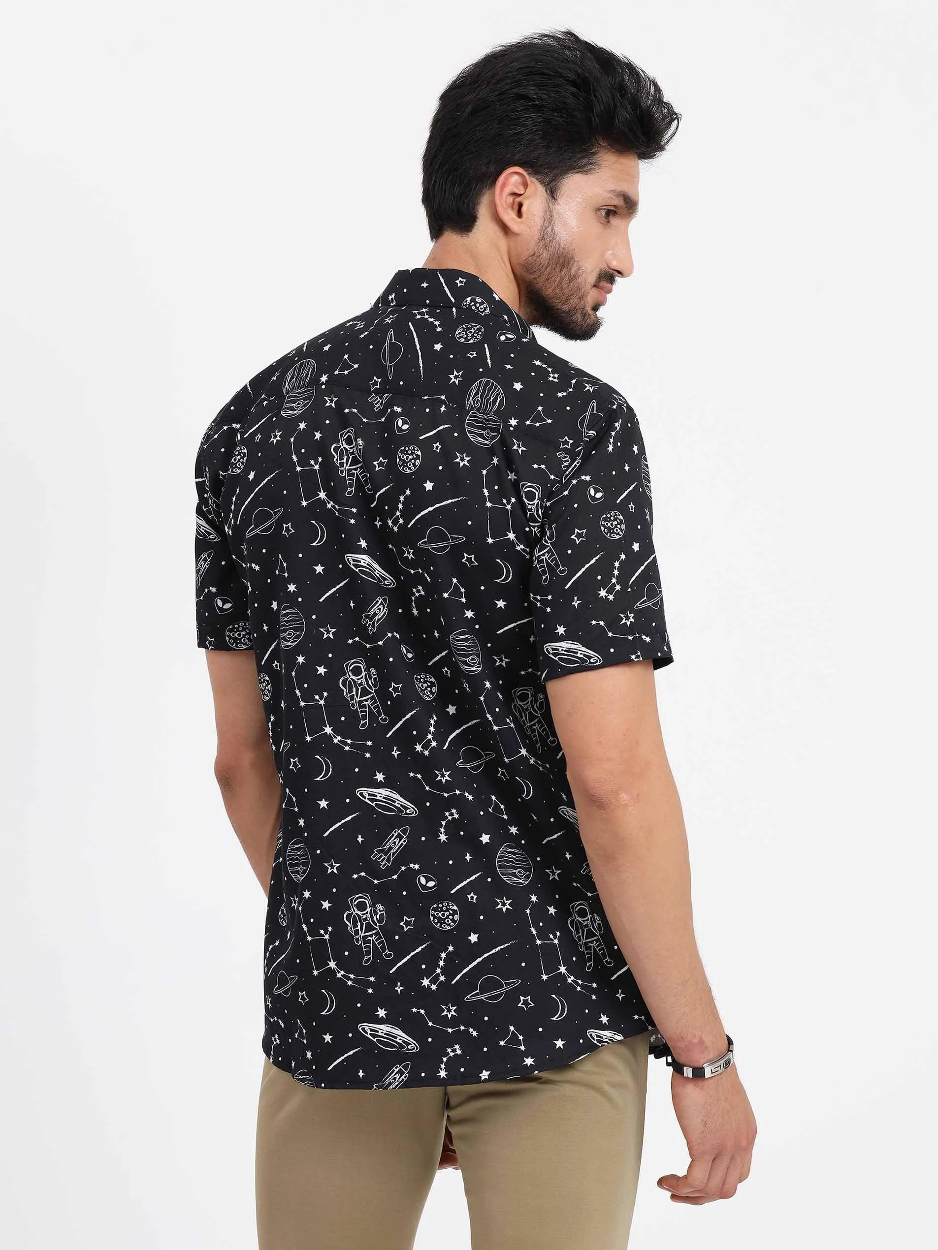 Black Gravite Printed Half Sleeve Shirt