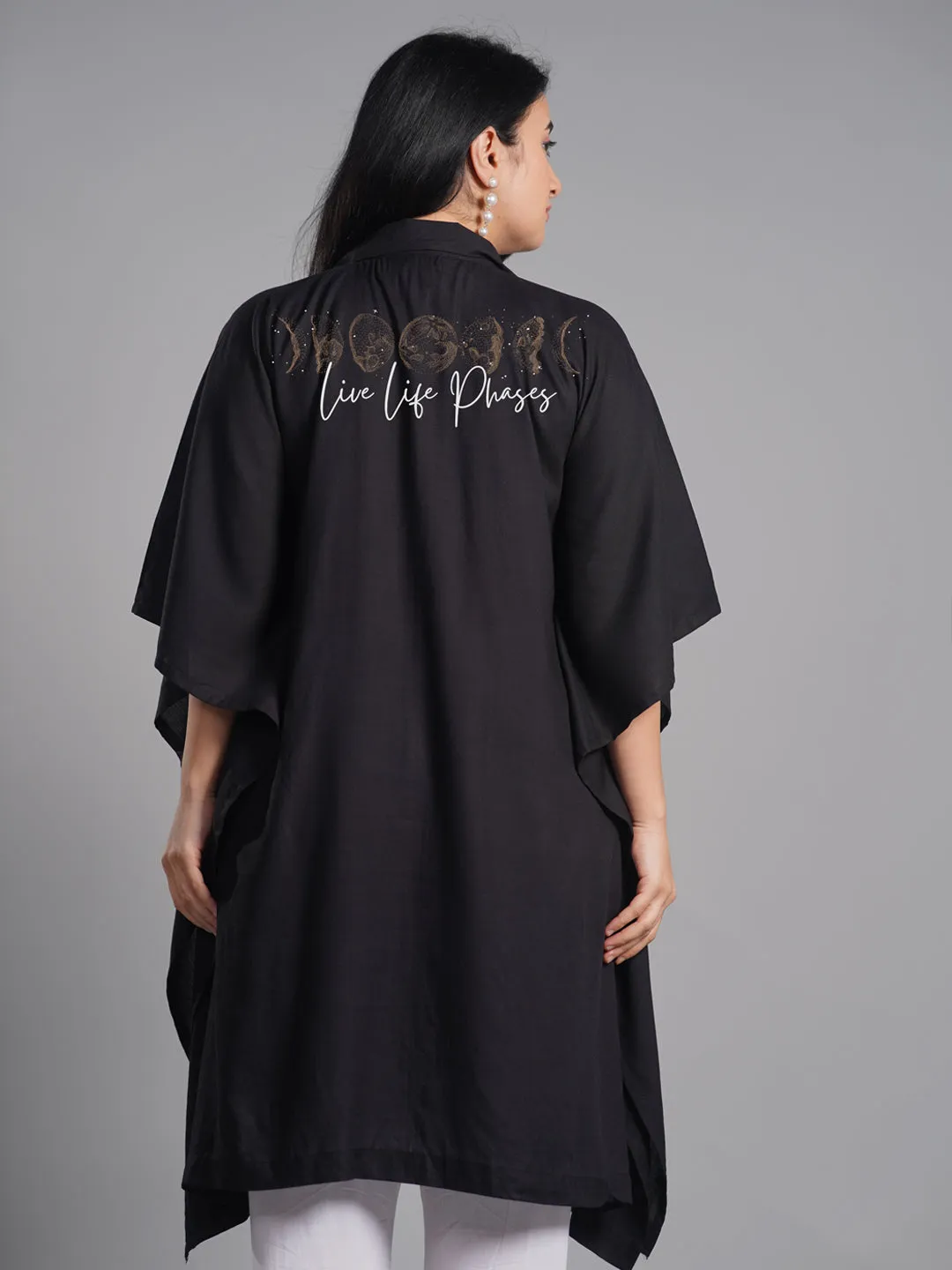 Black Rayon Shirt-Kaftan - Phases