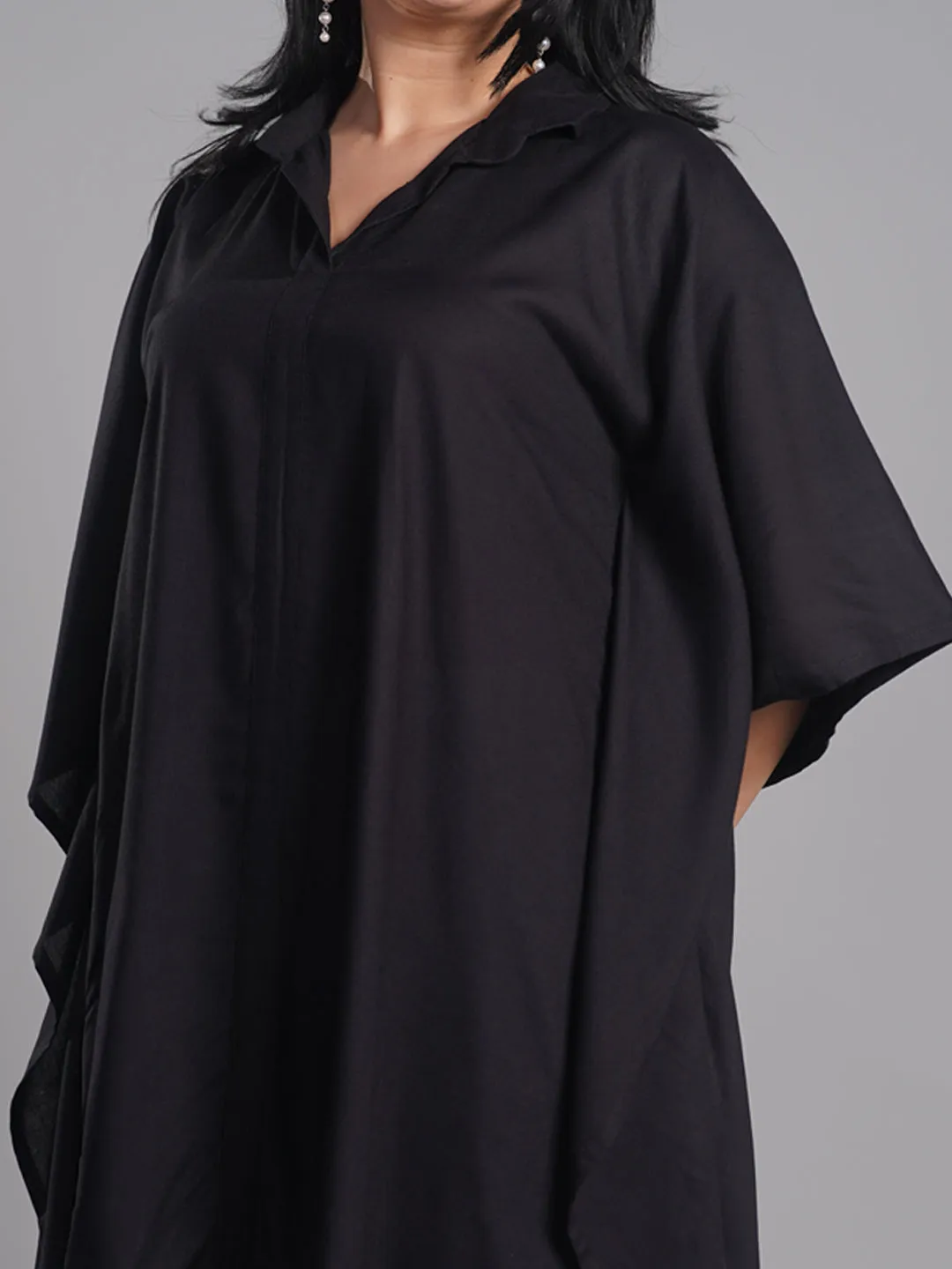 Black Rayon Shirt-Kaftan - Phases