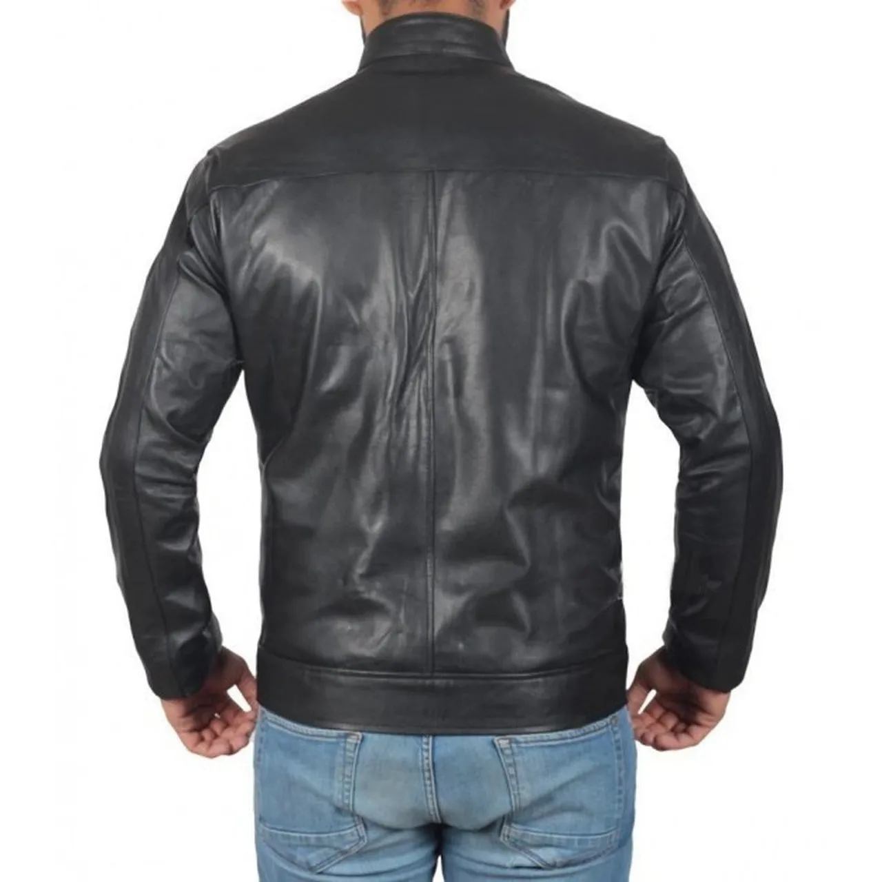 Black Slim Fit Biker Leather Men Jacket