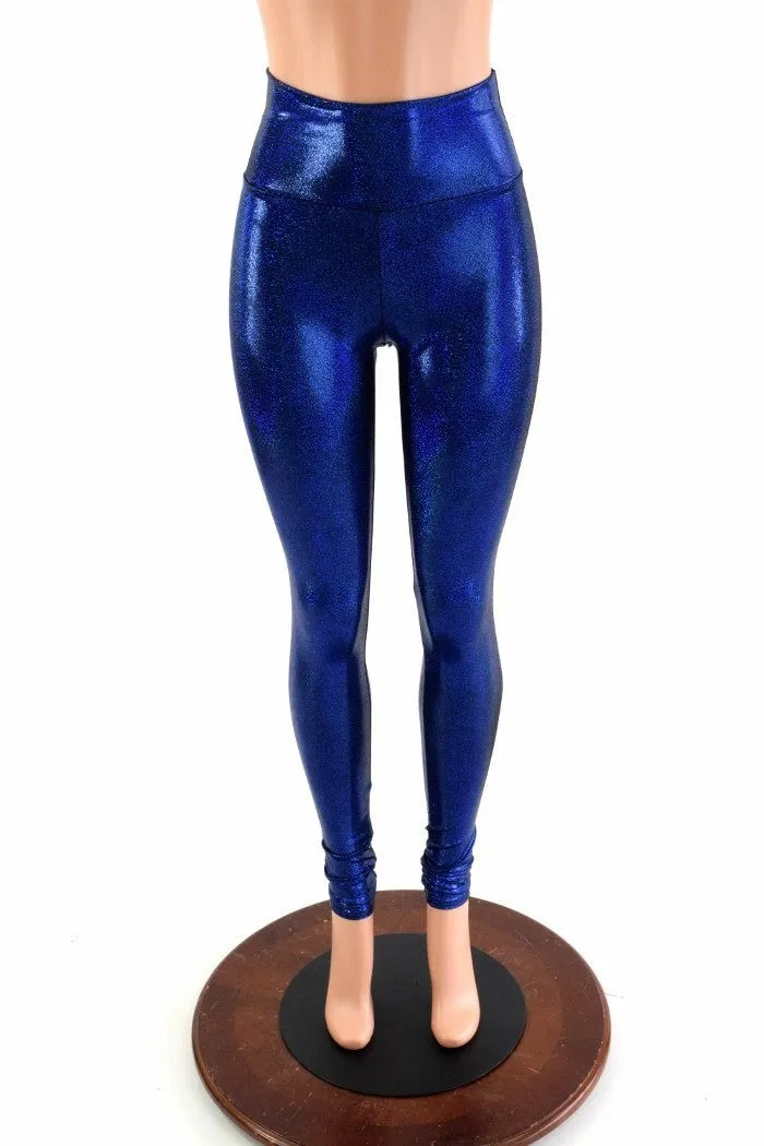 Blue Sparkly Jewel High Waist Leggings