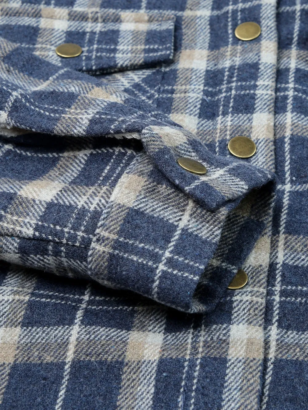 Blue Tartan Sherpa-Lined Hooded Shacket