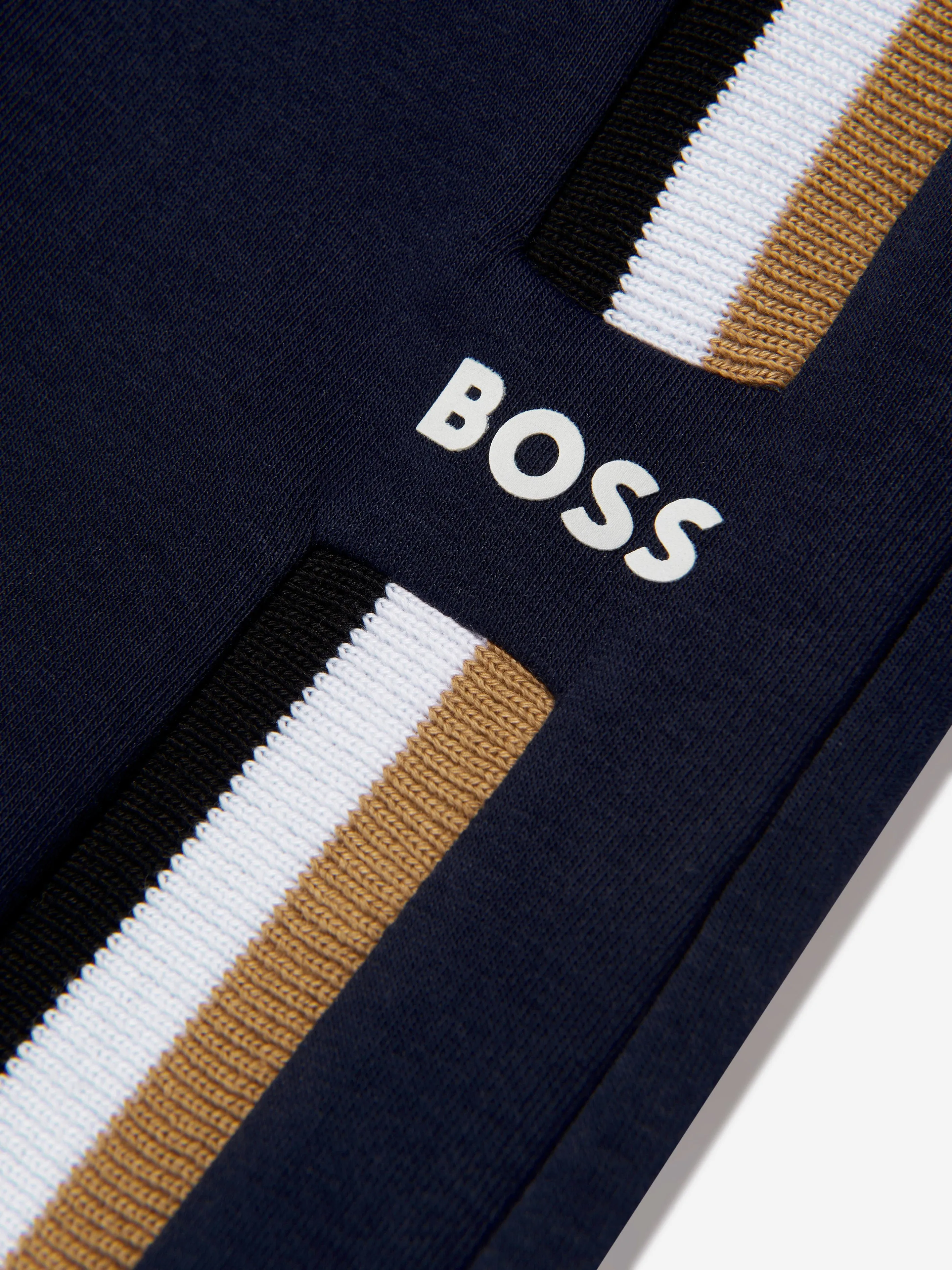 BOSS Boys Logo Stripe Joggers In Navy