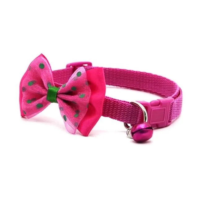 Bow Decor Pet Collar Dot Design