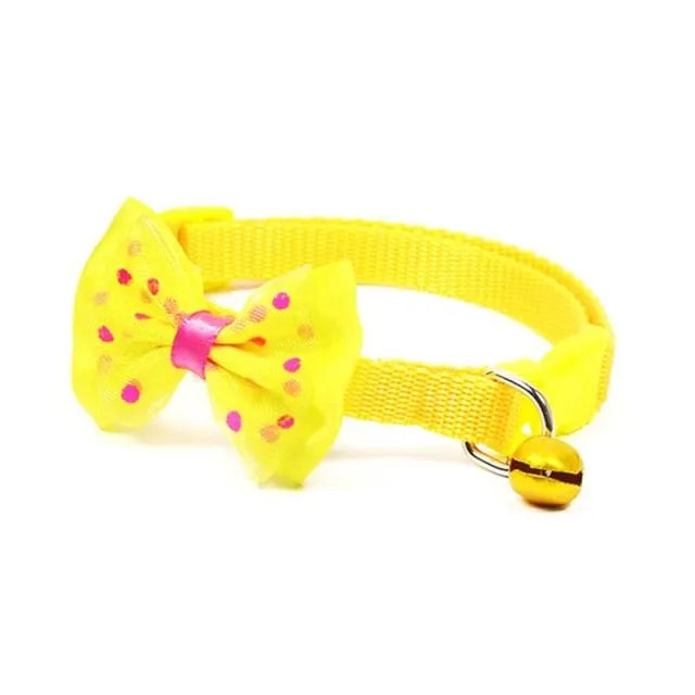 Bow Decor Pet Collar Dot Design