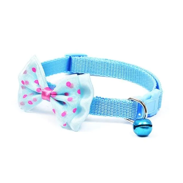 Bow Decor Pet Collar Dot Design