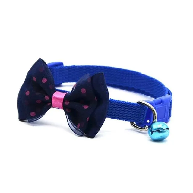 Bow Decor Pet Collar Dot Design