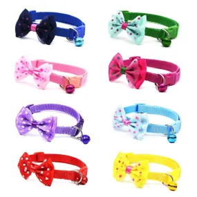 Bow Decor Pet Collar Dot Design