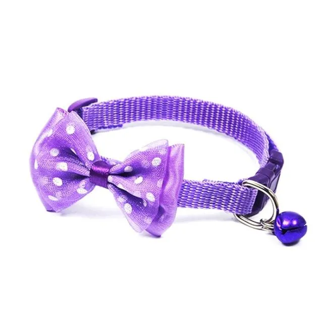 Bow Decor Pet Collar Dot Design