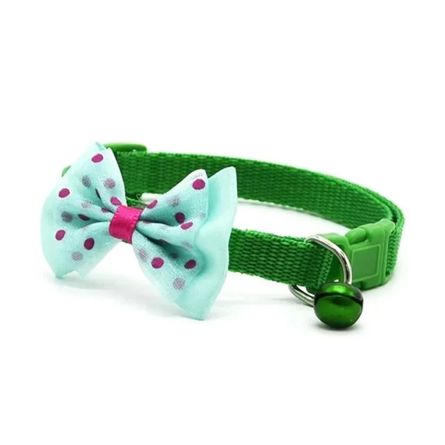 Bow Decor Pet Collar Dot Design