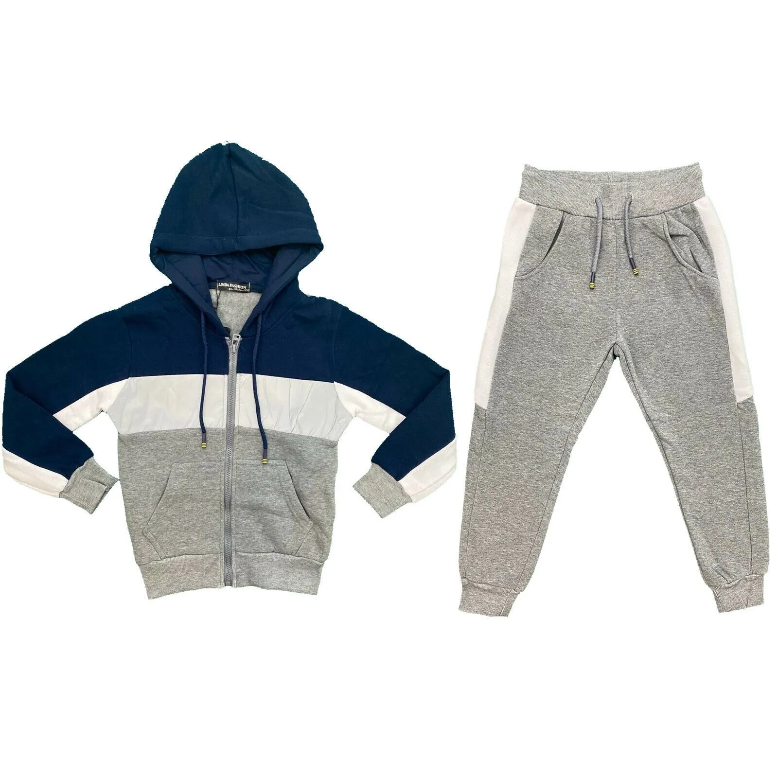 Boys Kids Tracksuit Stripe Panel Jacket Joggers Jogging Bottom Outfit Reflective