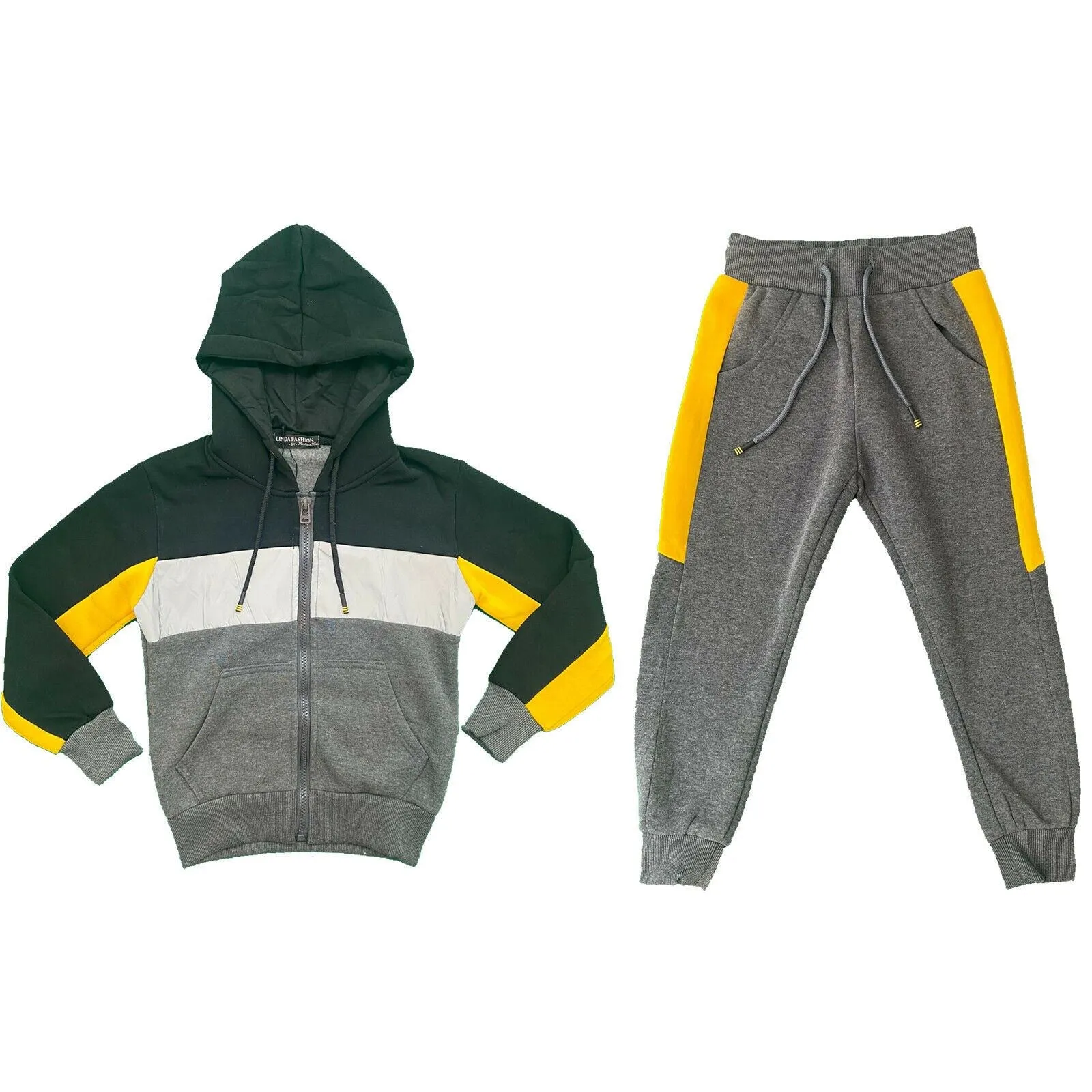 Boys Kids Tracksuit Stripe Panel Jacket Joggers Jogging Bottom Outfit Reflective