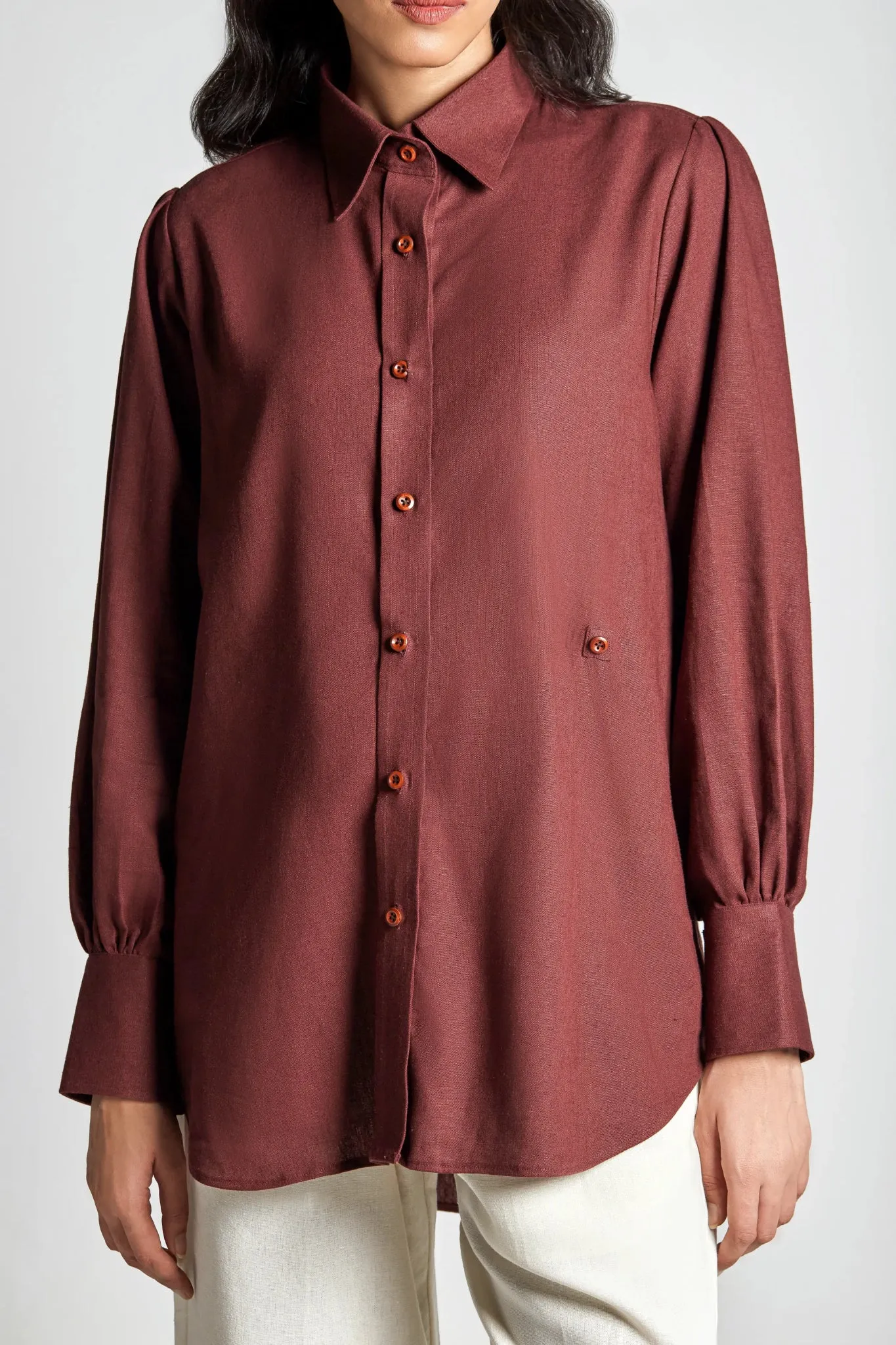 Burgundy Cross Button Shirt