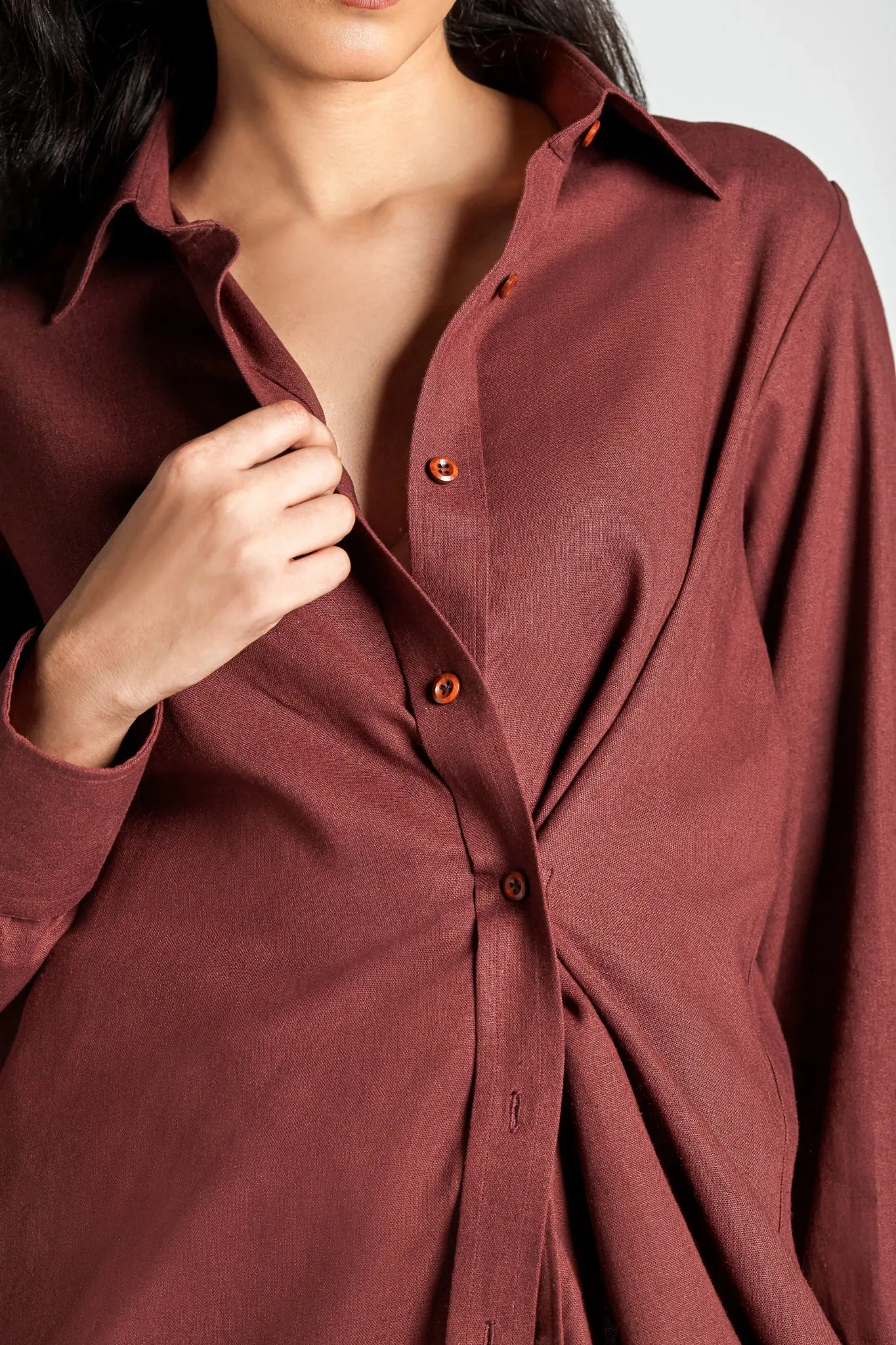 Burgundy Cross Button Shirt