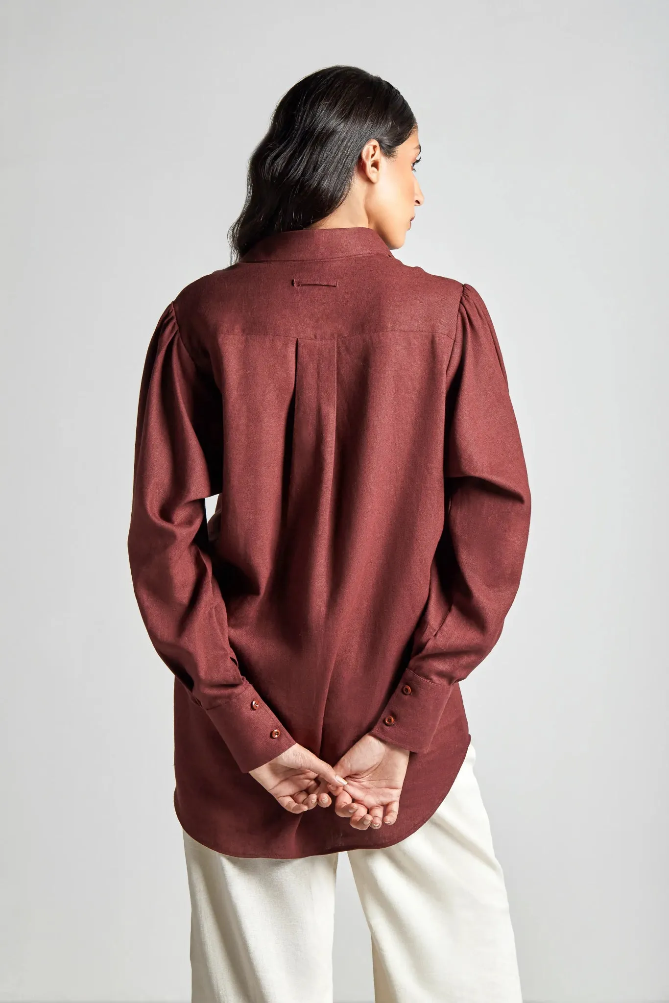 Burgundy Cross Button Shirt