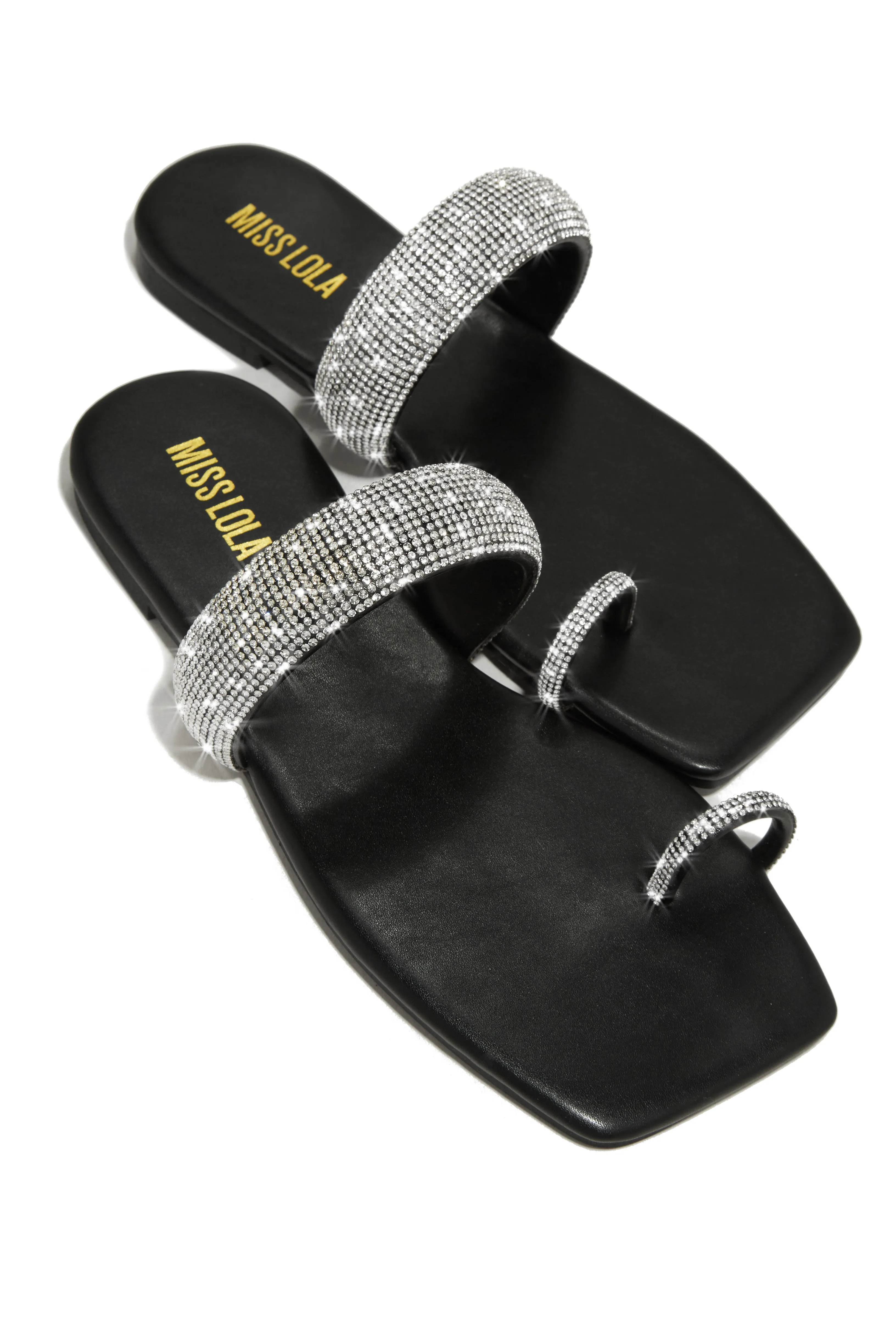 Cabana Beach Embellished Slip On Sandals - Black