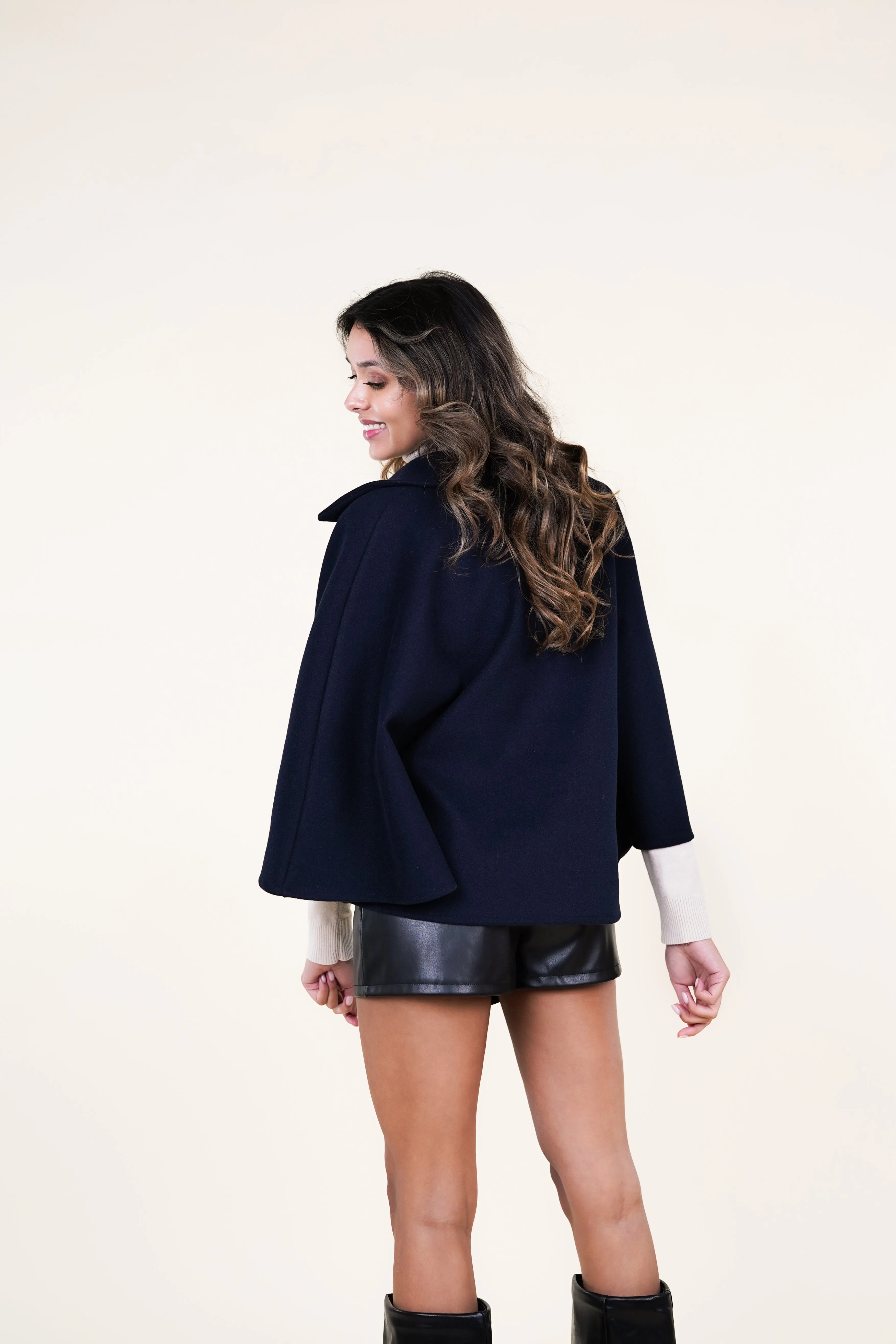 Cape trenchcoat blauw - Haisley