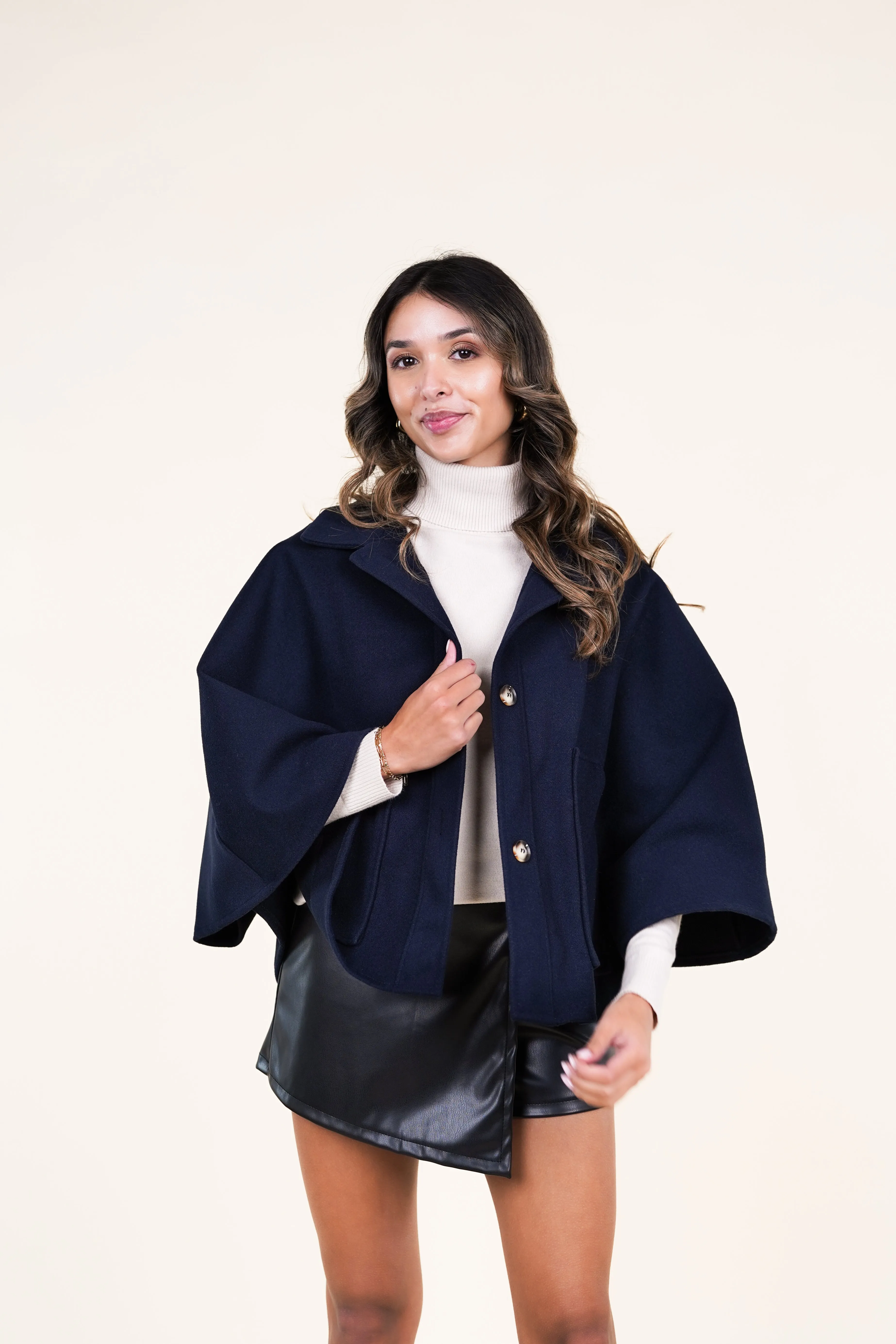 Cape trenchcoat blauw - Haisley